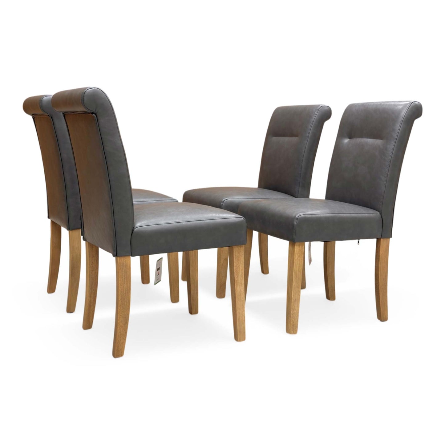 Side view of the durable rubber wood legs and sturdy frame construction of the Lewis dining chair.