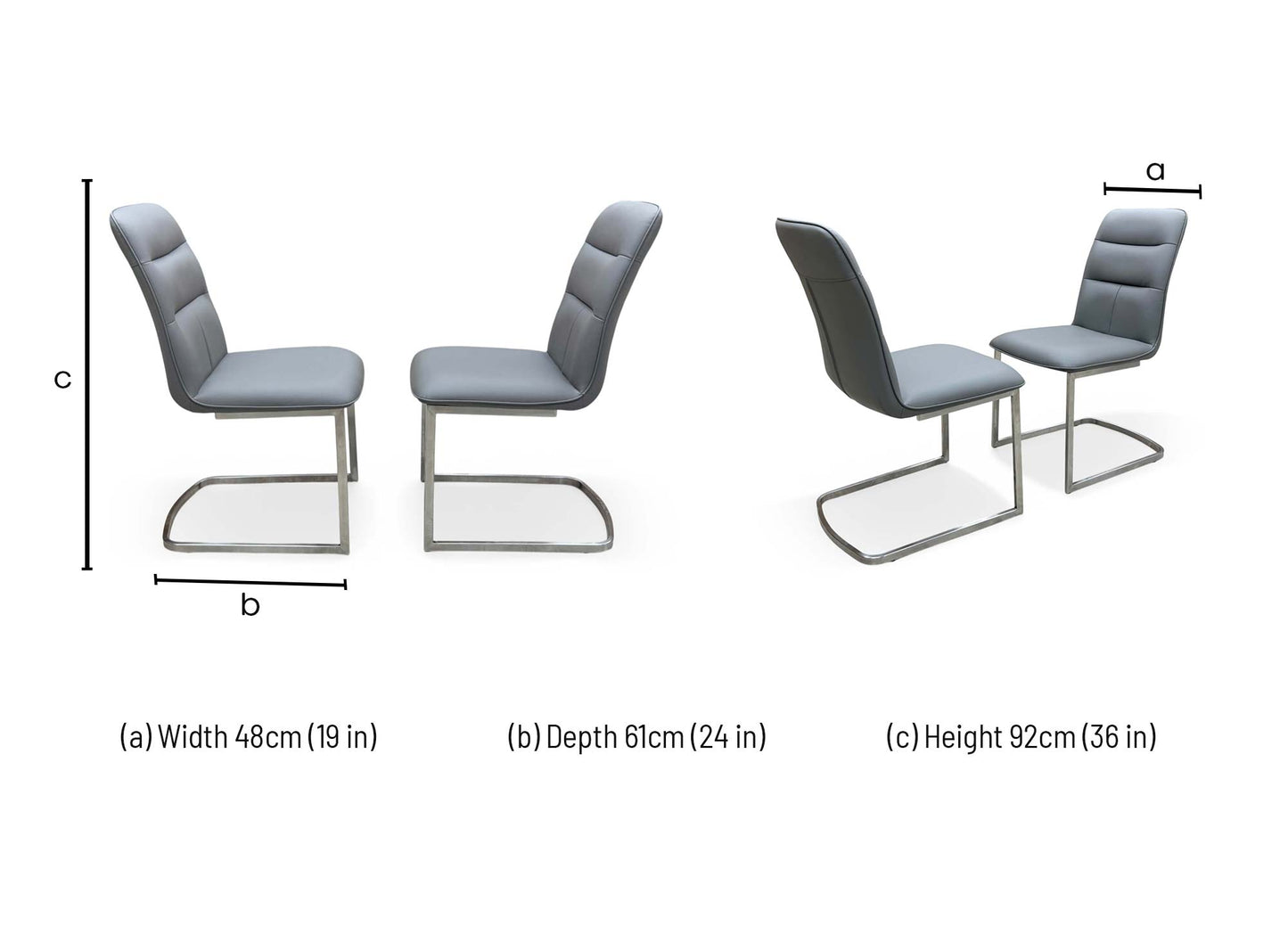 Technical drawing with dimensions for the Cashmere chair: 48cm width, 61cm depth, and 92cm height.