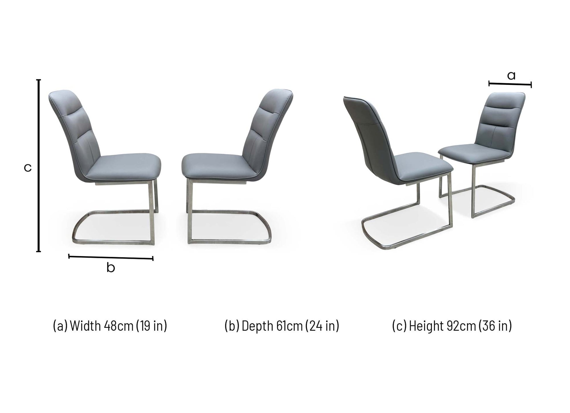 Technical drawing with dimensions for the Cashmere chair: 48cm width, 61cm depth, and 92cm height.