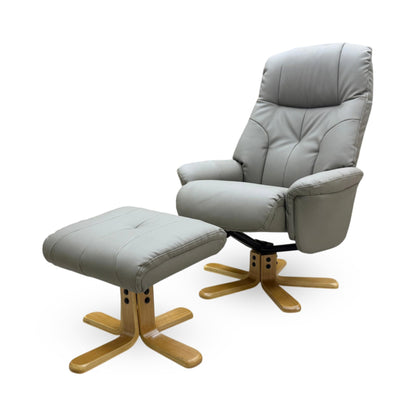 'Muscat' Dark Grey PU Leather Swivel Recliner Chair and Footstool