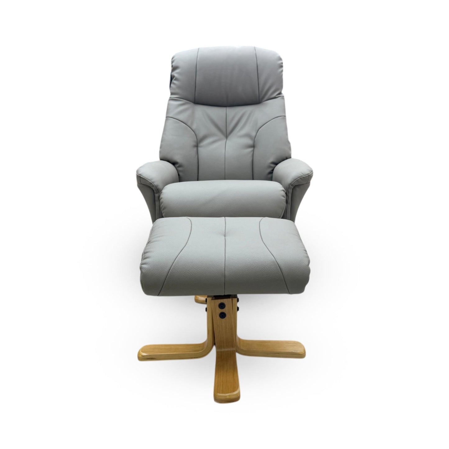 'Muscat' Dark Grey PU Leather Swivel Recliner Chair and Footstool