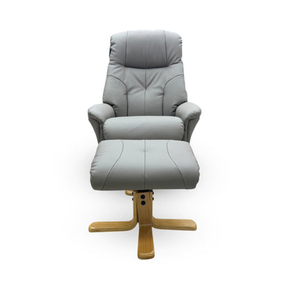 'Muscat' Dark Grey PU Leather Swivel Recliner Chair and Footstool