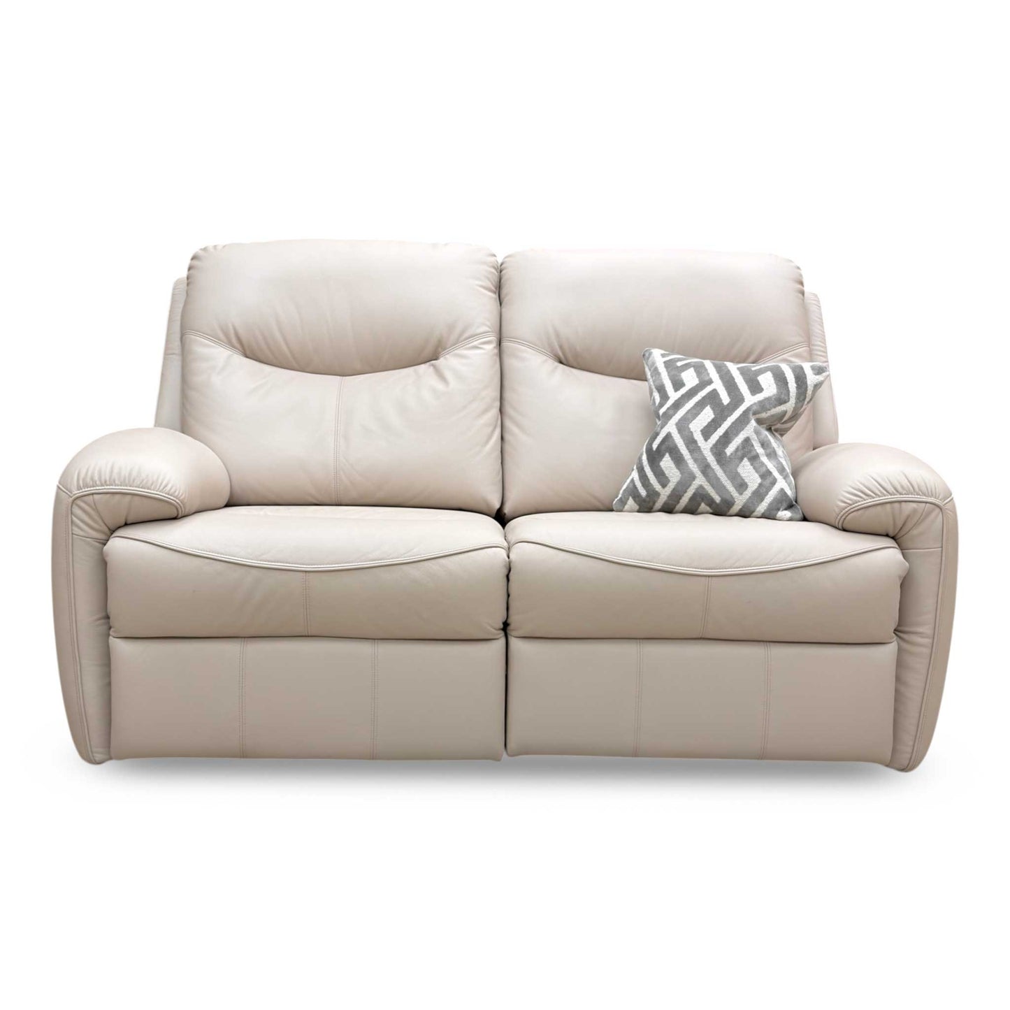 Front-facing view of the Amesbury 2-seater sofa highlighting its iconic G Plan styling and sumptuous comfort.