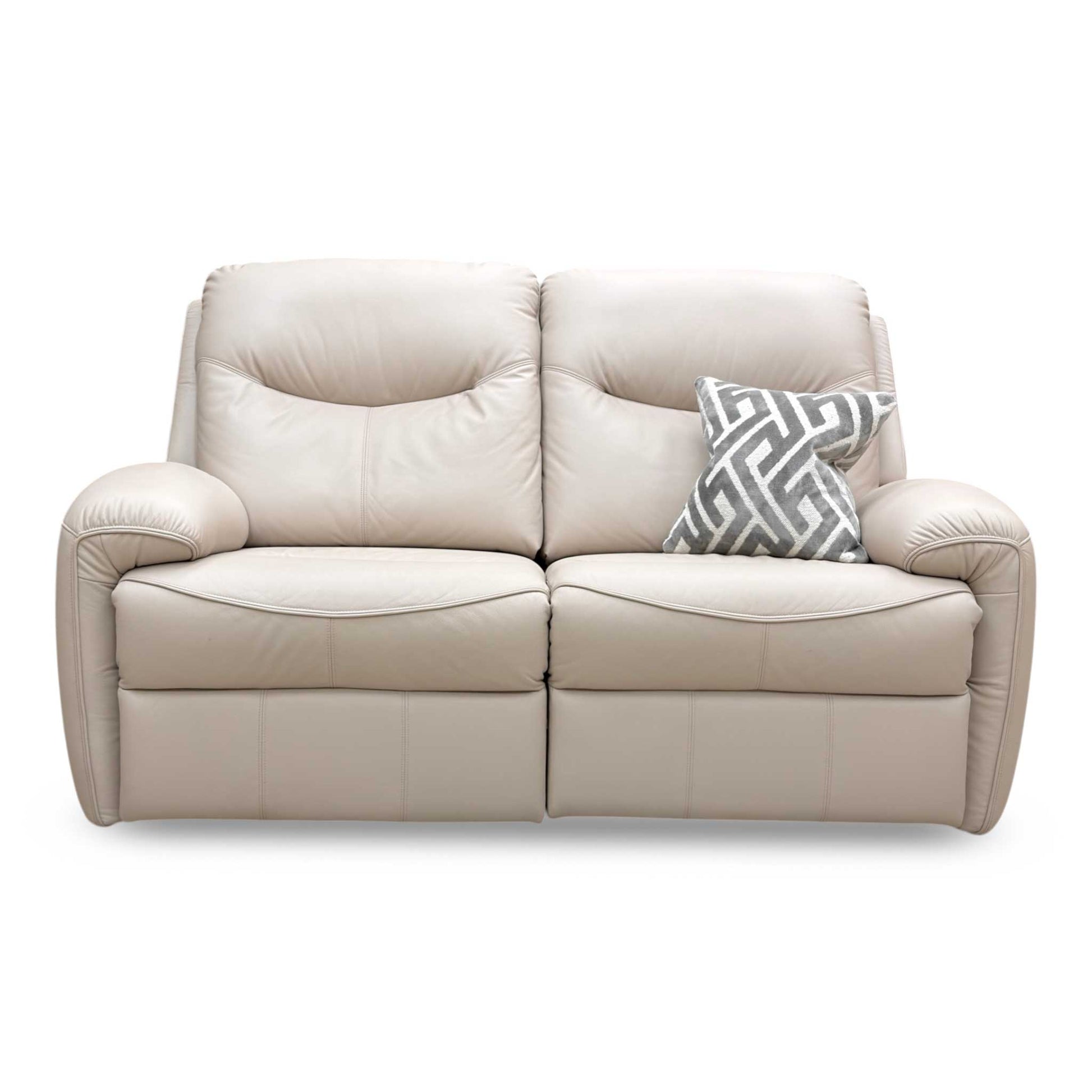 Front-facing view of the Amesbury 2-seater sofa highlighting its iconic G Plan styling and sumptuous comfort.