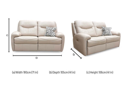 Technical dimensions diagram for the G Plan Amesbury 2-seater: 180cm Width, 105cm Depth, and 106cm Height.