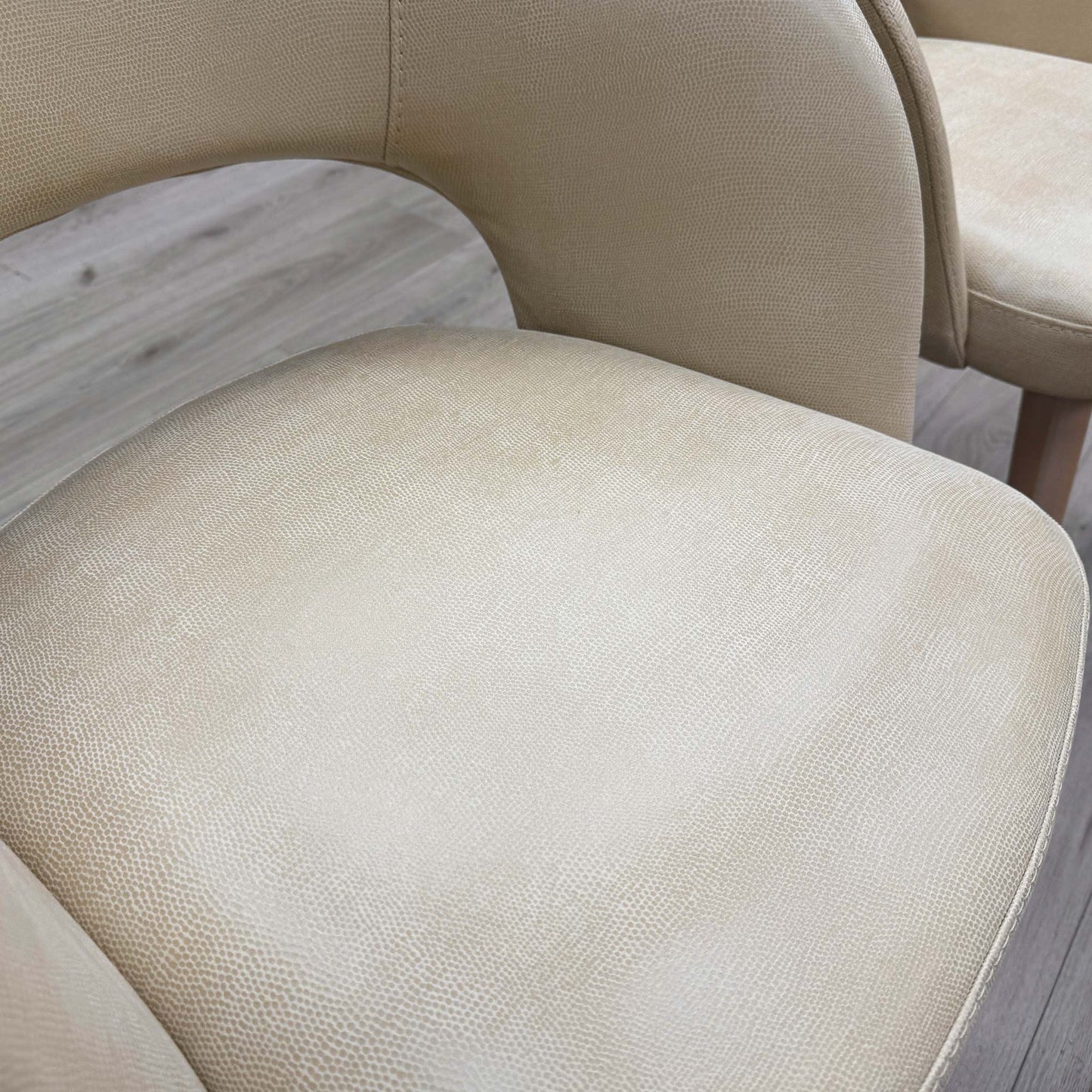 Detailed close-up of the Stone International Lizard Cream fabric, showcasing the subtle pattern and high-end finish.