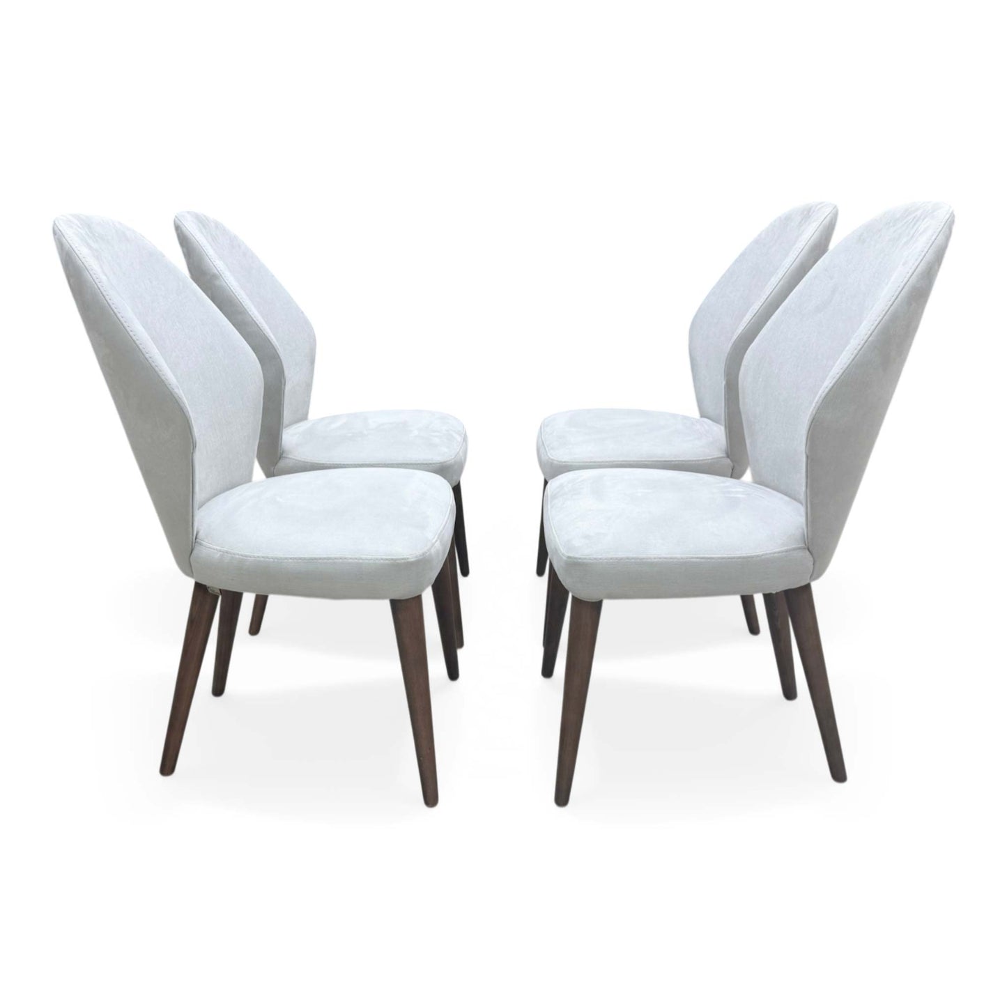 Side profile view illustrating the sleek, high-back design and sturdy wooden frame construction.