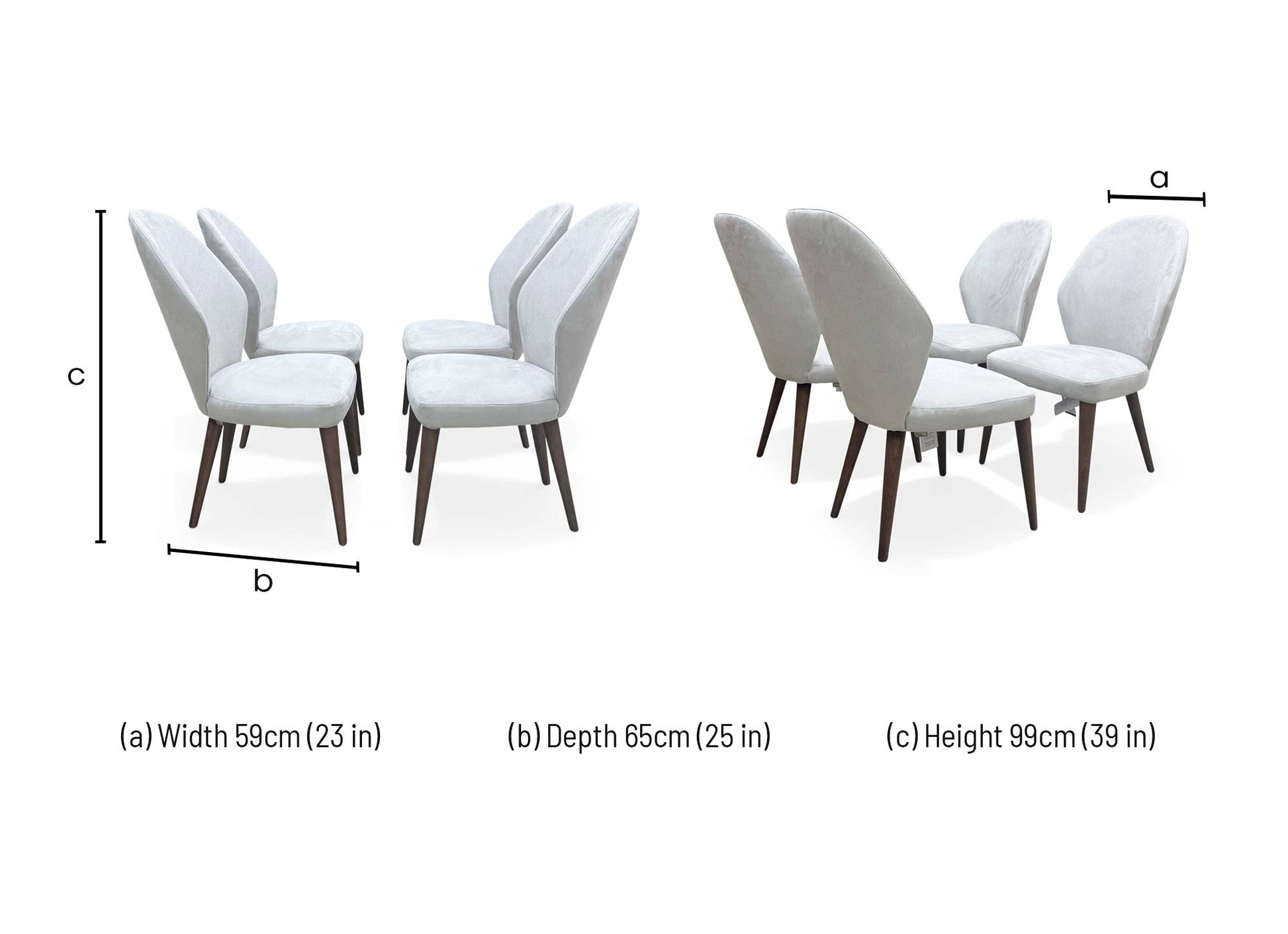 Dimensional drawing for the Empire chair: Height 99cm, Width 59cm, and Depth 65cm.