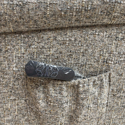 Close up view of the comfortable backrest cushioning and ergonomic design.