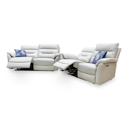 Side view of the Sally 3-seater sofa in a reclined position, showing the supportive leg rest and high-back cushioning.