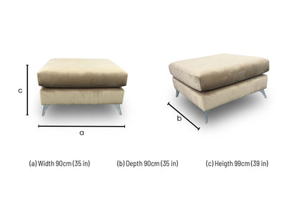 'Dawson' Mink Velvet Plain Large Footstool
