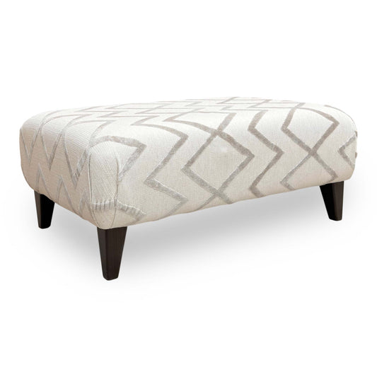 Full view of Soho Mont Blanc natural patterned fabric bench footstool with urban elegance design.