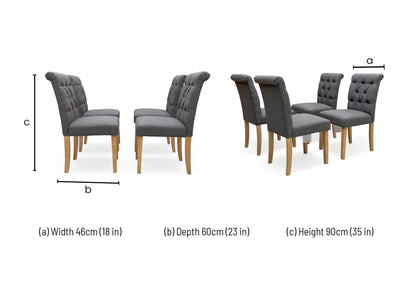 Technical dimensions diagram for the Lewis dining chair: 46cm Width, 60cm Depth, and 90cm Height.
