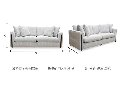 ‘Barney’ Silver Zara Fabric 4 Seater Classic Back Split Frame Sofa