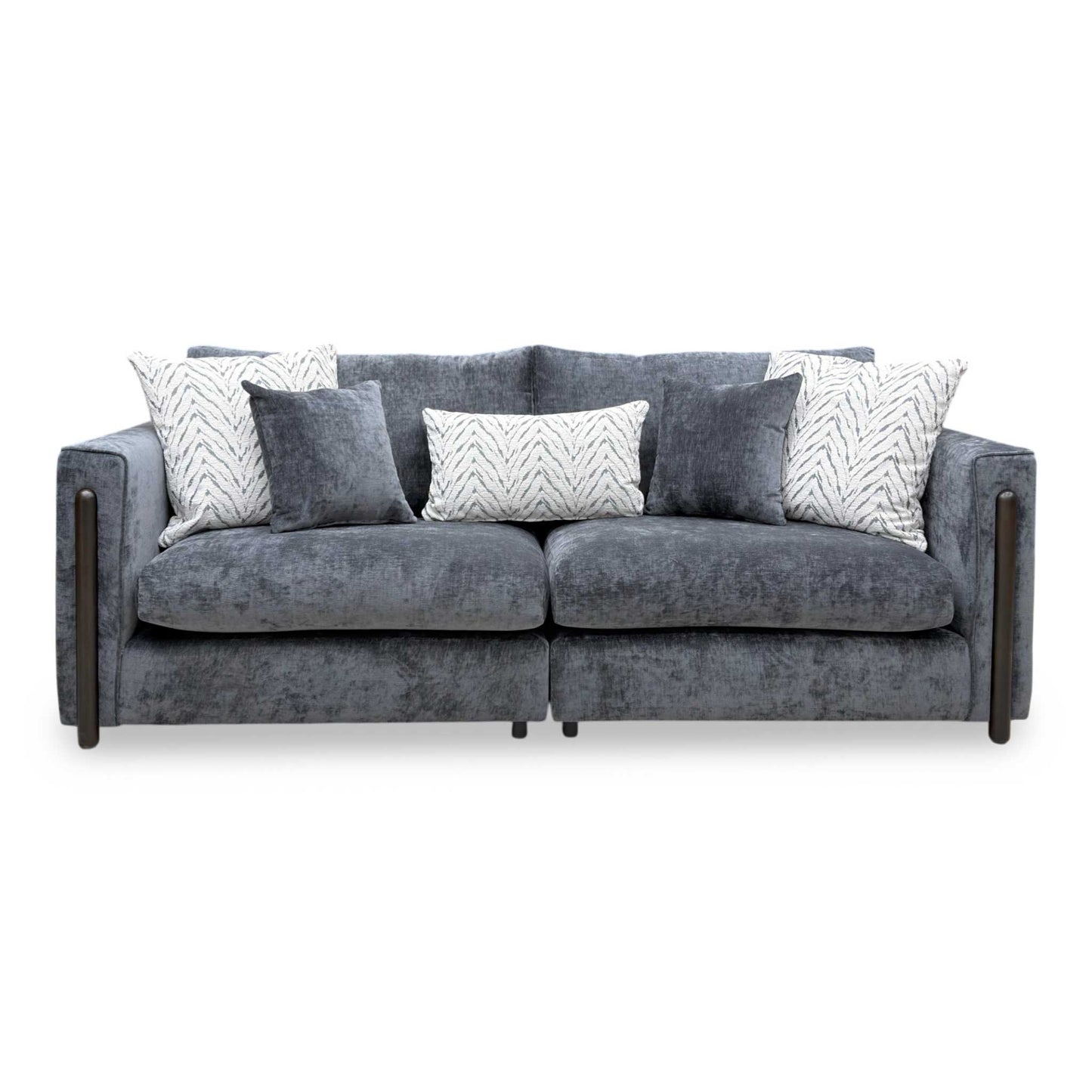 ‘Barney' Zurich Grey Celine Linen Fabric 4 Seater Classic Back Split Frame Sofa