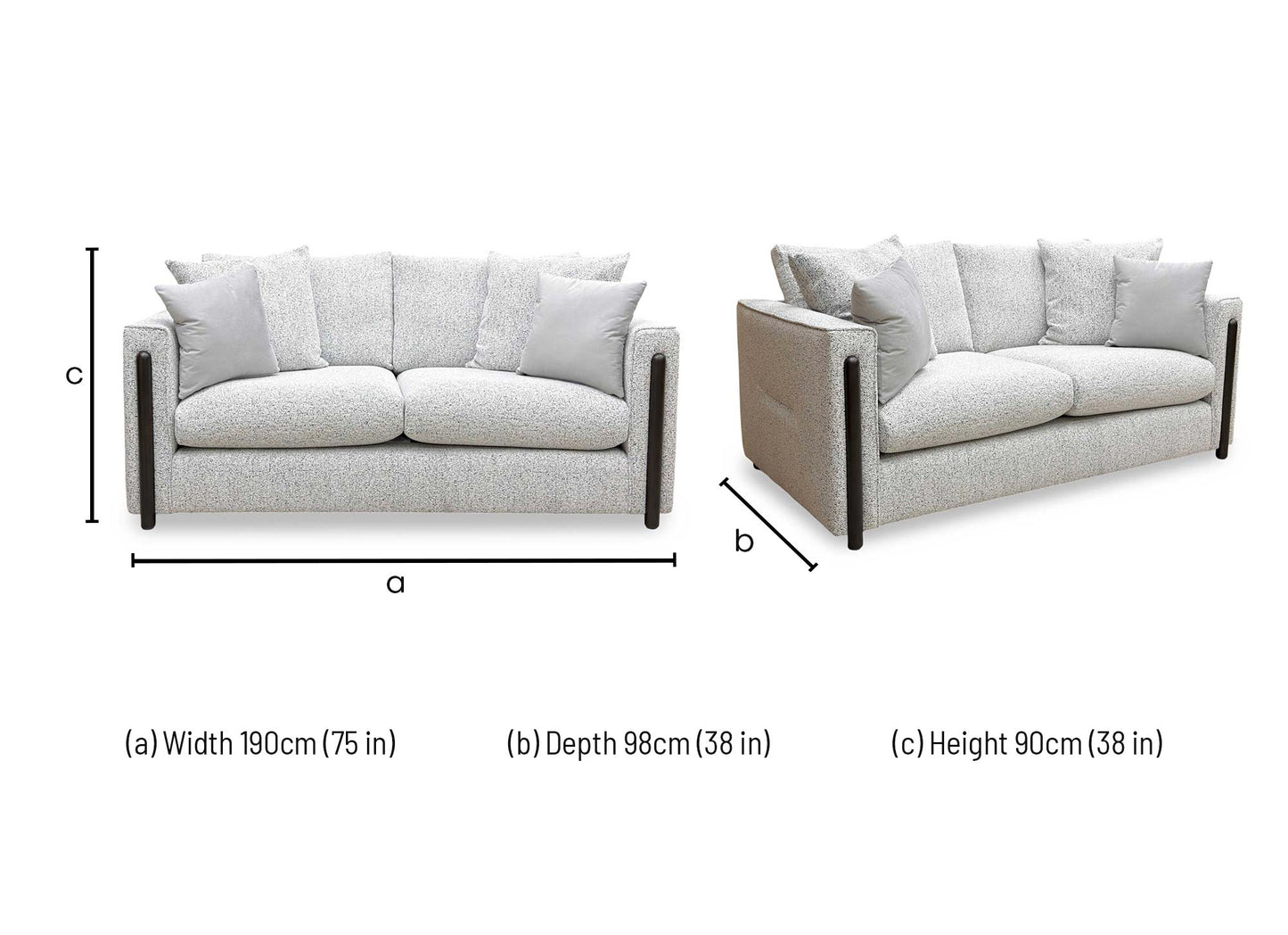 ‘Barney' Silver Zara Fabric 3 Seater Classic Back Sofa