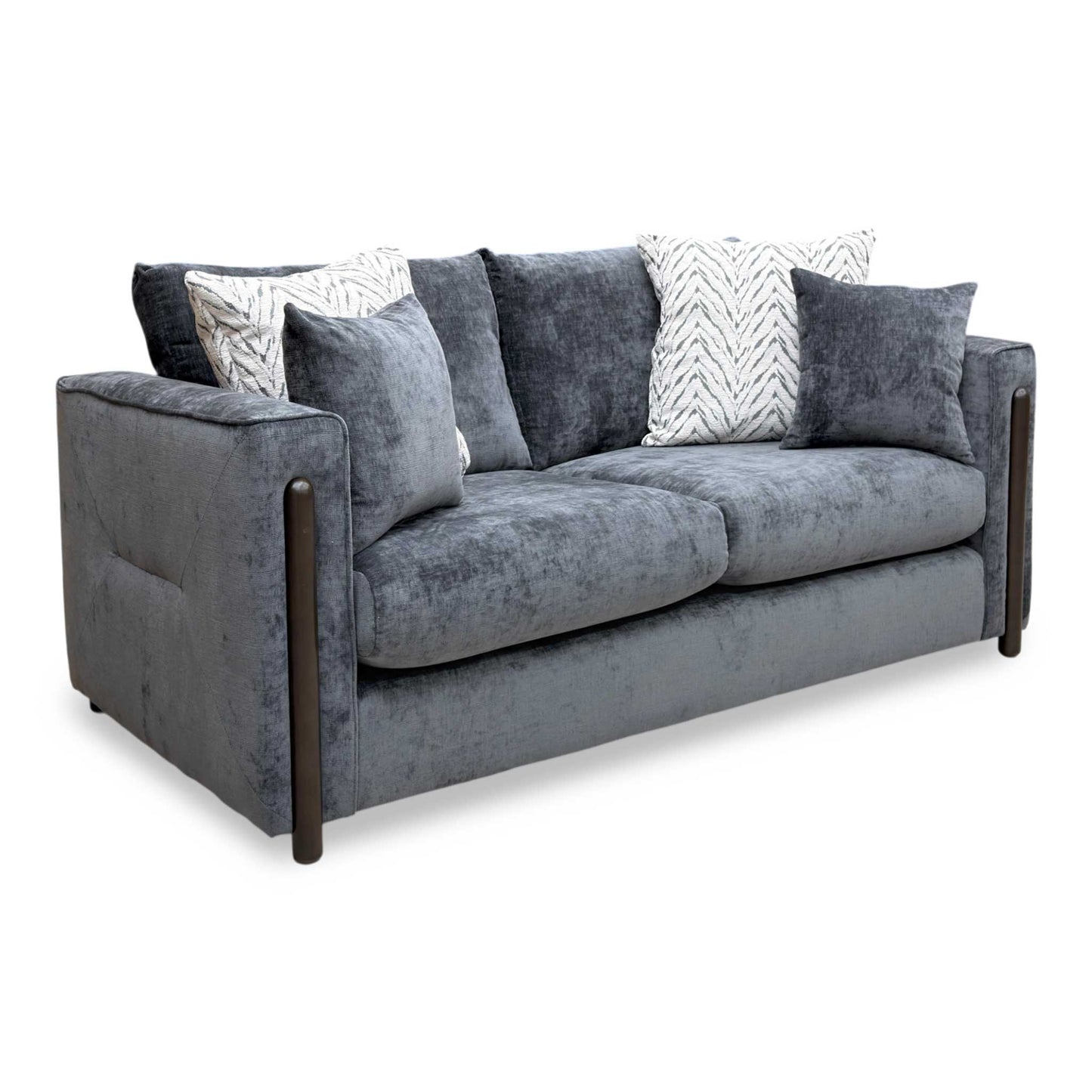 ‘Barney' Zurich Grey Celine Linen Fabric 3 Seater Classic Back Sofa