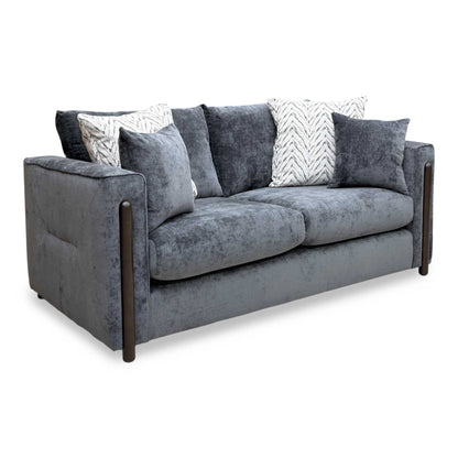 ‘Barney' Zurich Grey Celine Linen Fabric 3 Seater Classic Back Sofa