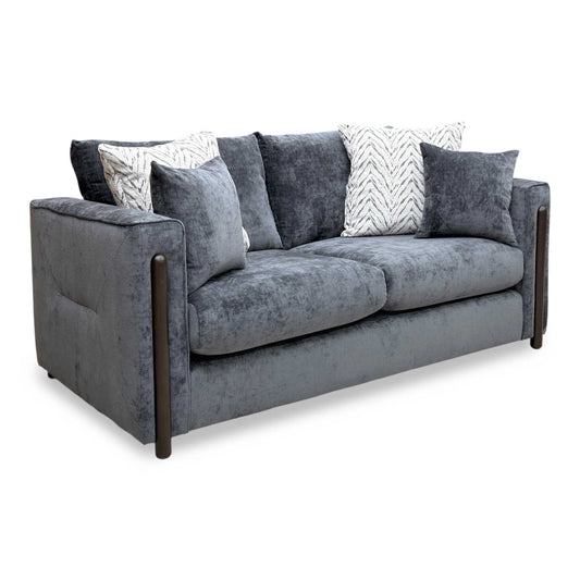 ‘Barney' Zurich Grey Celine Linen Fabric 3 Seater Classic Back Sofa