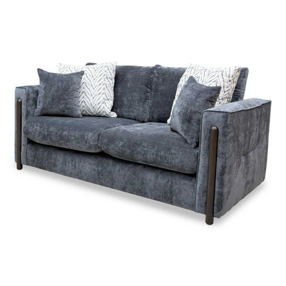 ‘Barney' Zurich Grey Celine Linen Fabric 3 Seater Classic Back Sofa