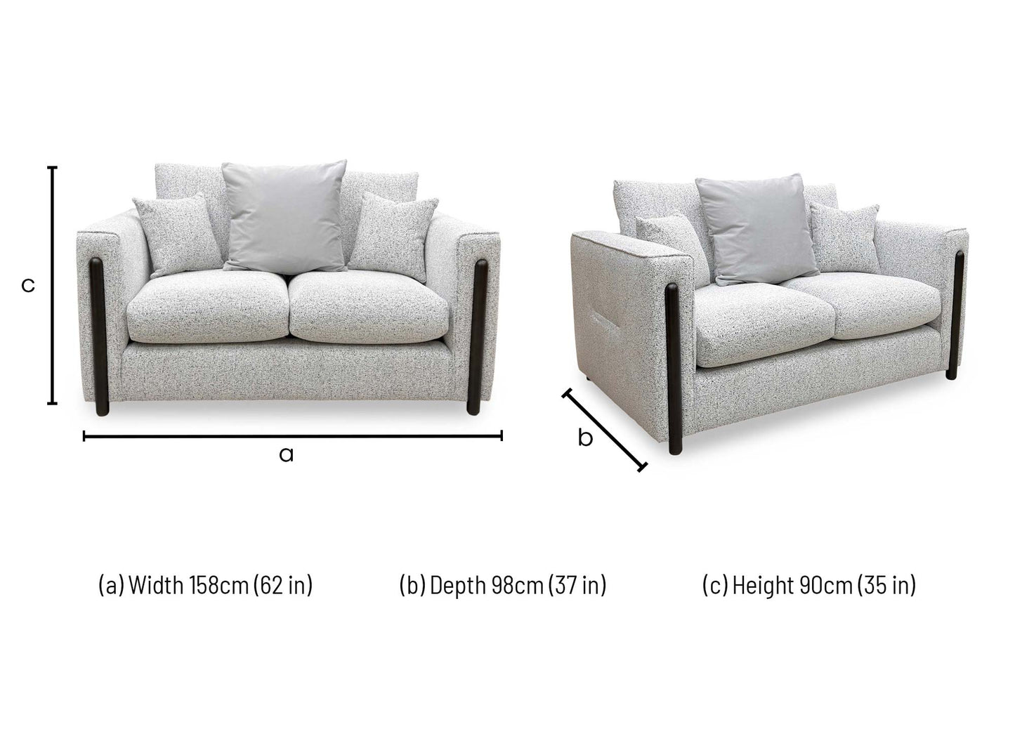 ‘Barney' Silver Zara Fabric 2 Seater Classic Back Sofa