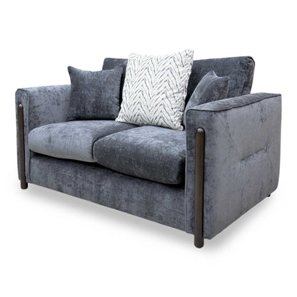 ‘Barney' Zurich Grey Celine Linen Fabric 2 Seater Classic Back Sofa
