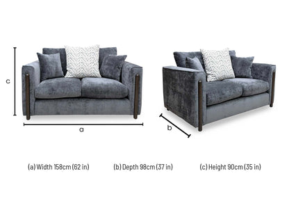 ‘Barney' Zurich Grey Celine Linen Fabric 2 Seater Classic Back Sofa