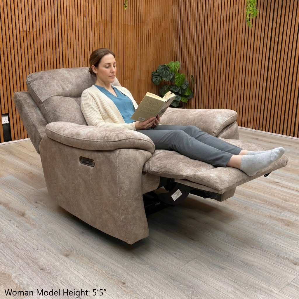 'Sloane' Marble Charcoal Grey Velvet Power Recliner Chair