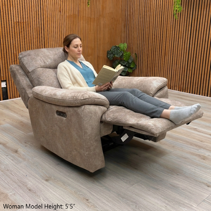 'Sloane' Marble Charcoal Grey Velvet Power Recliner Chair