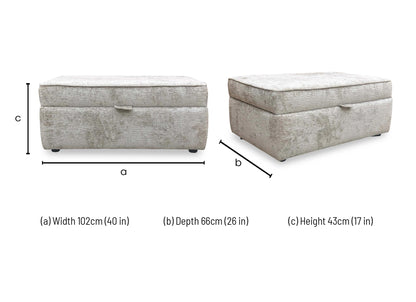 Technical dimension diagram for the ‘Sasha’ Ivory White Chenille Large Storage Footstool: Width 80cm, Depth 80cm, Height 45cm.