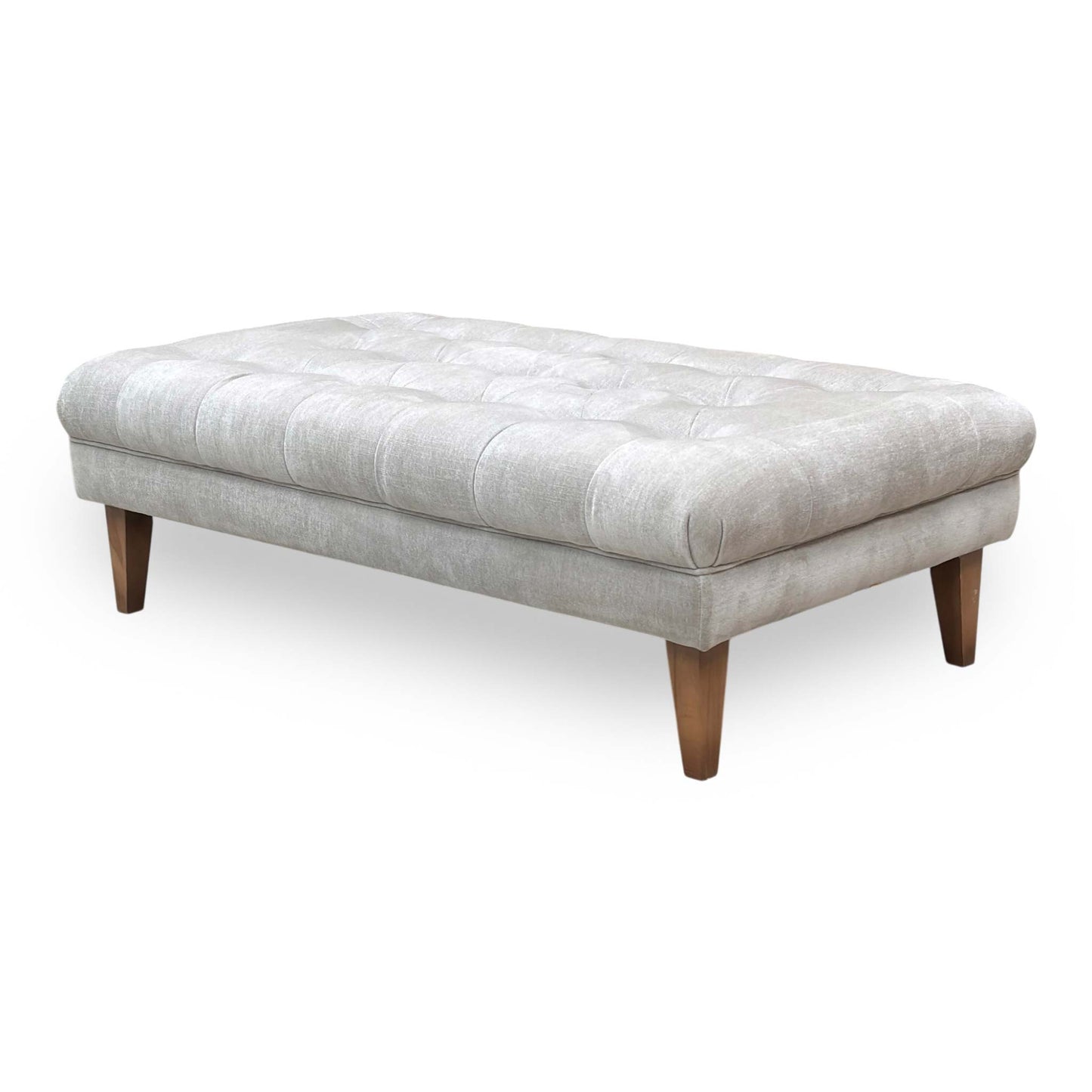 'Palace' Oasis Silver Fabric Large Bench Footstool