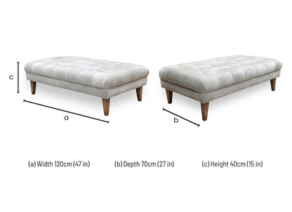'Palace' Oasis Silver Fabric Large Bench Footstool