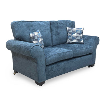 Side shot of the elegant dark wood feet, showing the quality craftsmanship and stable support of the sofa bed base.