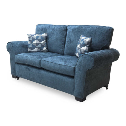 Side shot of the elegant dark wood feet, showing the quality craftsmanship and stable support of the sofa bed base.