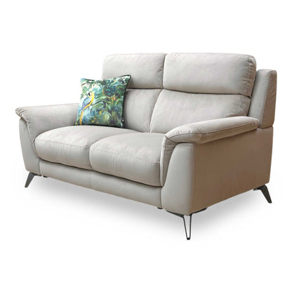 Side profile of the Contempo sofa, emphasizing the clean architectural lines and the sophisticated contrast of the dark metal leg detail.