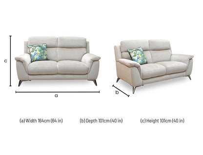 Technical dimension diagram for the ‘Contempo’ Light Khaki Velvet 2-Seater Sofa: Width 182cm, Depth 105cm, Height 85cm.