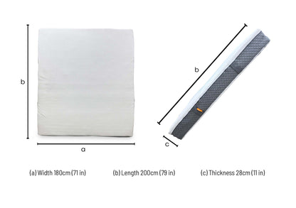 Technical dimension diagram for the ‘Emma Original’ Super King Mattress: Width 180cm, Length 200cm, Depth 25cm.