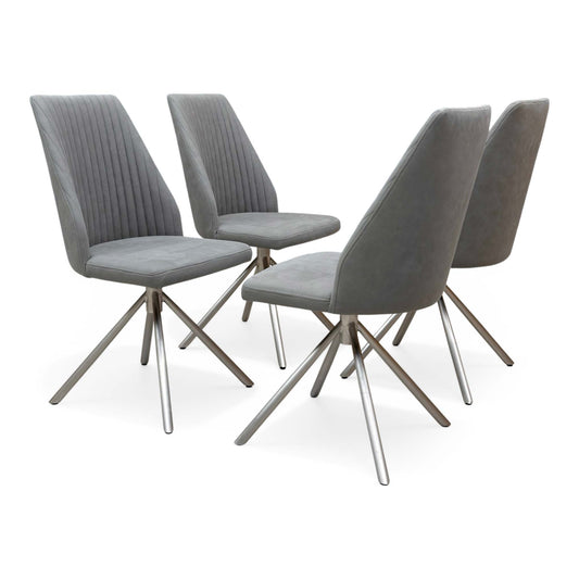 ‘Grigio’ Grey Fabric Swivel Dining Chairs - Set of 4