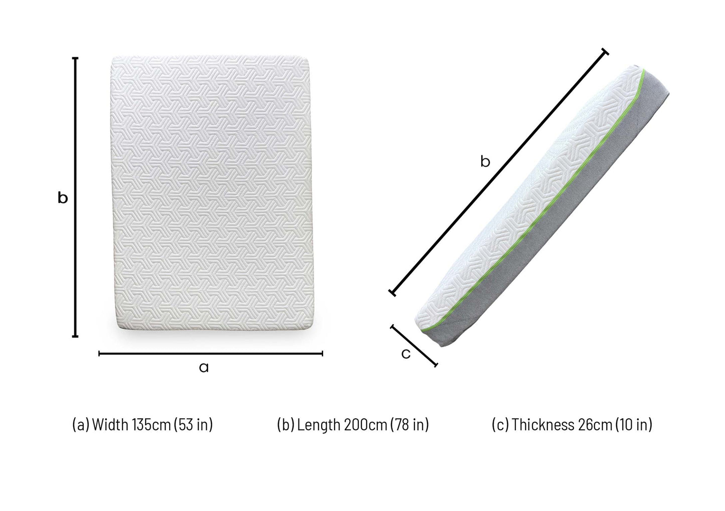 Technical dimension diagram for the TEMPUR Hybrid Elite Double Mattress: Width 135cm, Length 200cm, Depth 26cm.
