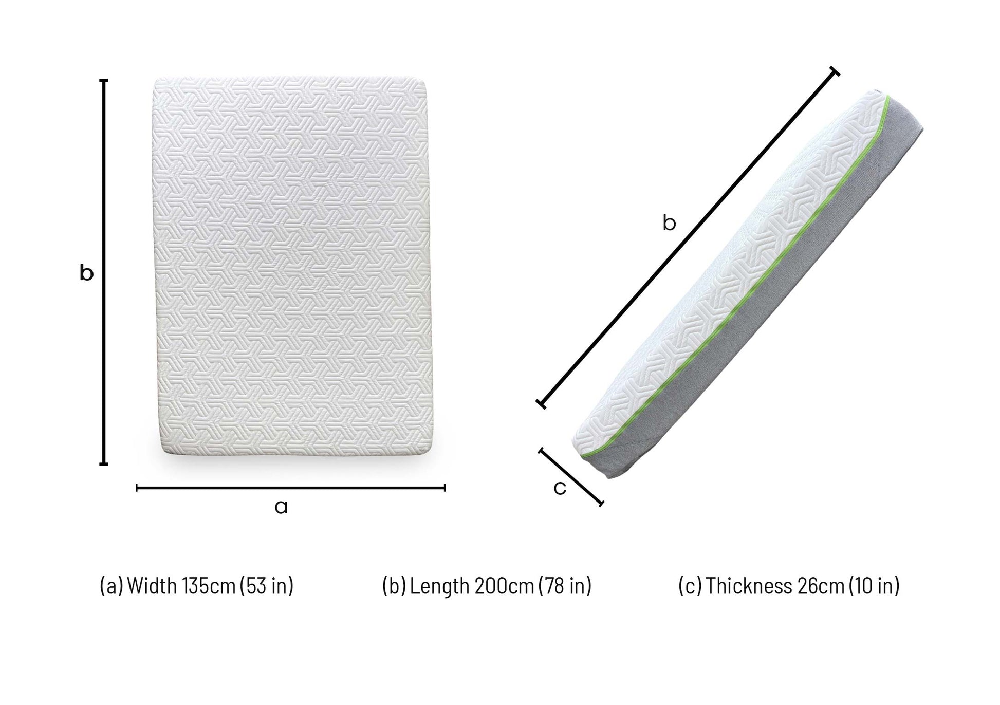 Technical dimension diagram for the TEMPUR Hybrid Elite Double Mattress: Width 135cm, Length 200cm, Depth 26cm.