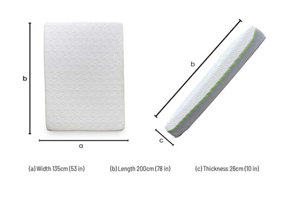 Technical dimension diagram for the TEMPUR Hybrid Elite Double Mattress: Width 135cm, Length 200cm, Depth 26cm.