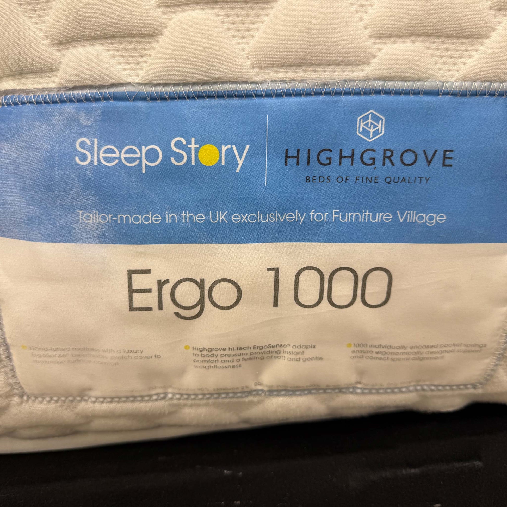 View of the hypoallergenic mattress surface, emphasizing the soft-touch fabric and ergonomic design.