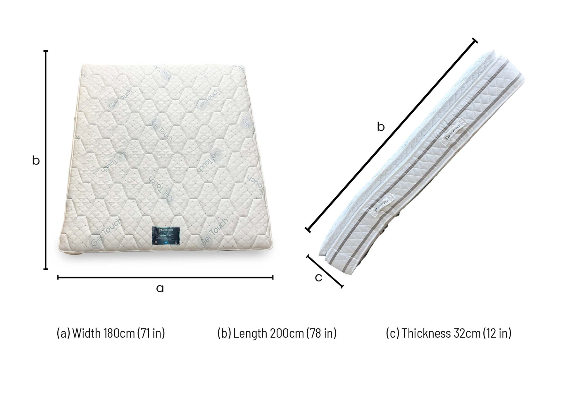 Dimensions diagram for the Sleepeezee Super King mattress.