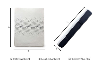 Technical dimension diagram for the Nectar Ultra Cool Hybrid King Mattress: Width 150cm, Length 200cm, Depth 29cm.