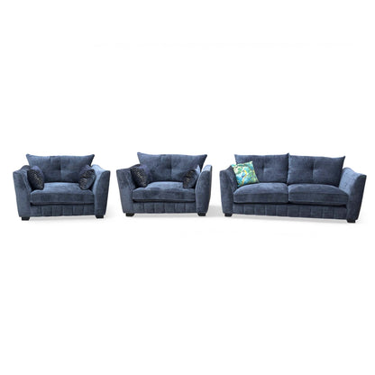 ‘Allure’ Coco Indigo Woven Fabric Set: 3 Seater Classic Back Sofa & 2 x Classic Back Snuggler Chairs Set - product photo 5