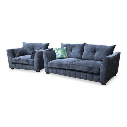 Side view of the Allure 3-seater sofa in Coco Indigo, emphasizing the clean lines, classic back support, and elegant silhouette.