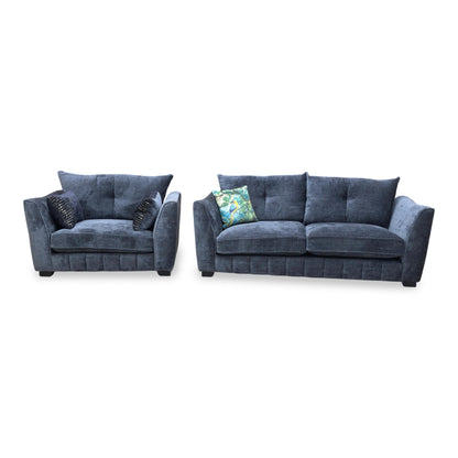 Front view of the Allure 3-seater sofa in Coco Indigo, emphasizing the clean lines, classic back support, and elegant silhouette.