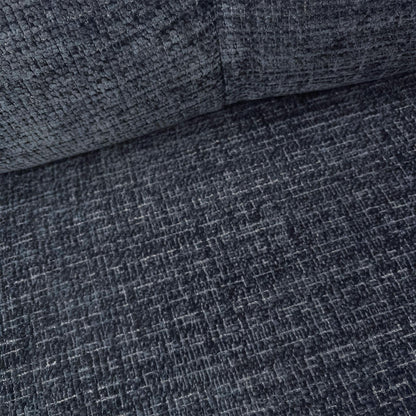 Close-up of the Allure snuggler chair, showcasing the detailed Indigo woven fabric and the generous seating area perfect for relaxation.