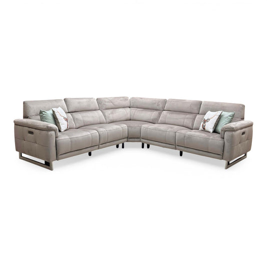 'Moet' 51014 Opulence Cedar Velvet Large Power Recliner Corner Sofa with Telescopic Headrests