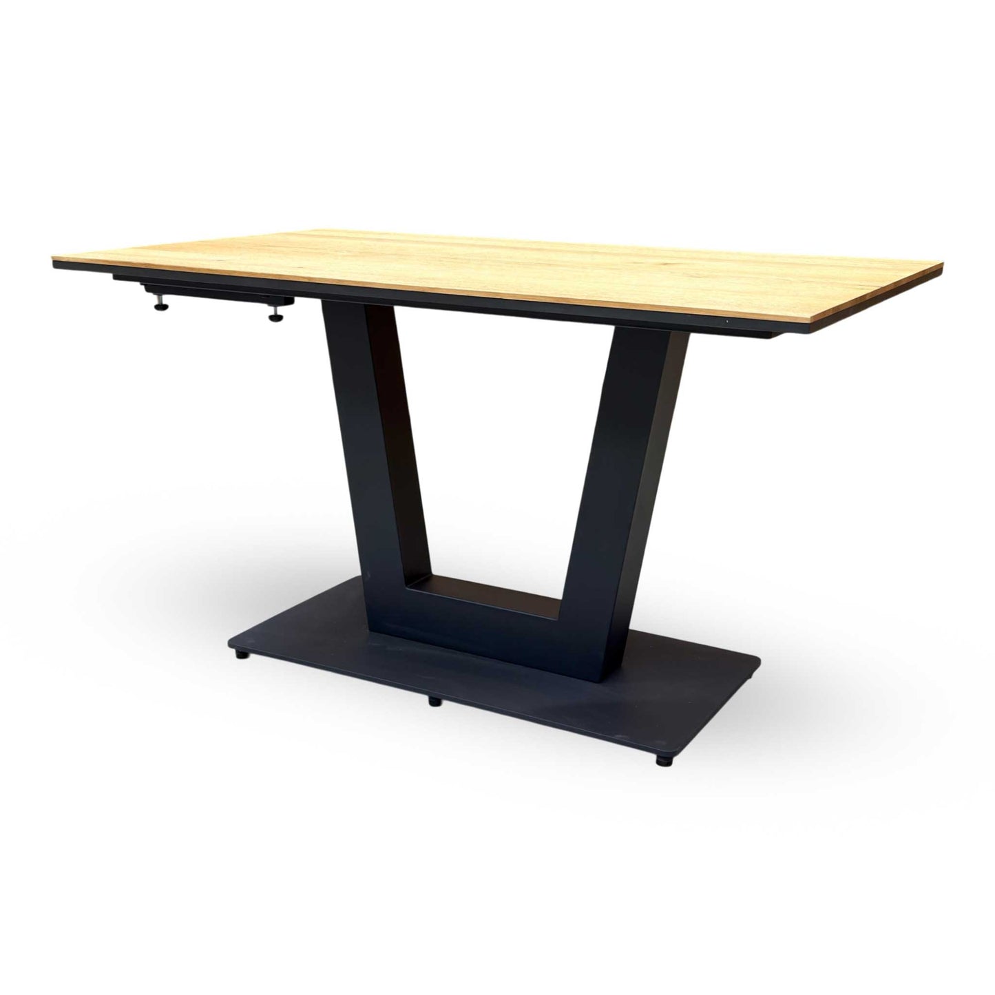 ‘Venus’ Earth Finish Solid Oak 135cm Fixed Dining Table + Extension Leaf